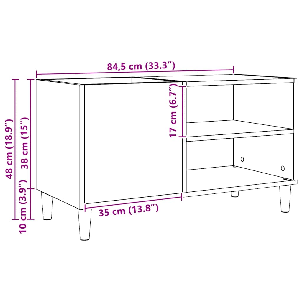 vinylskab 84,5x38x48 cm konstrueret træ kunsteg