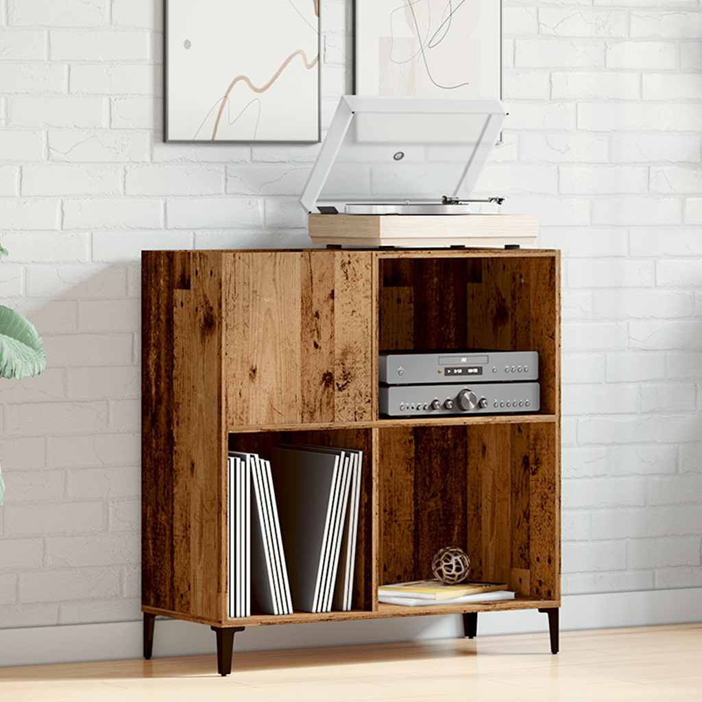 vinylskab 84,5x38x89 cm konstrueret træ antikt trælook