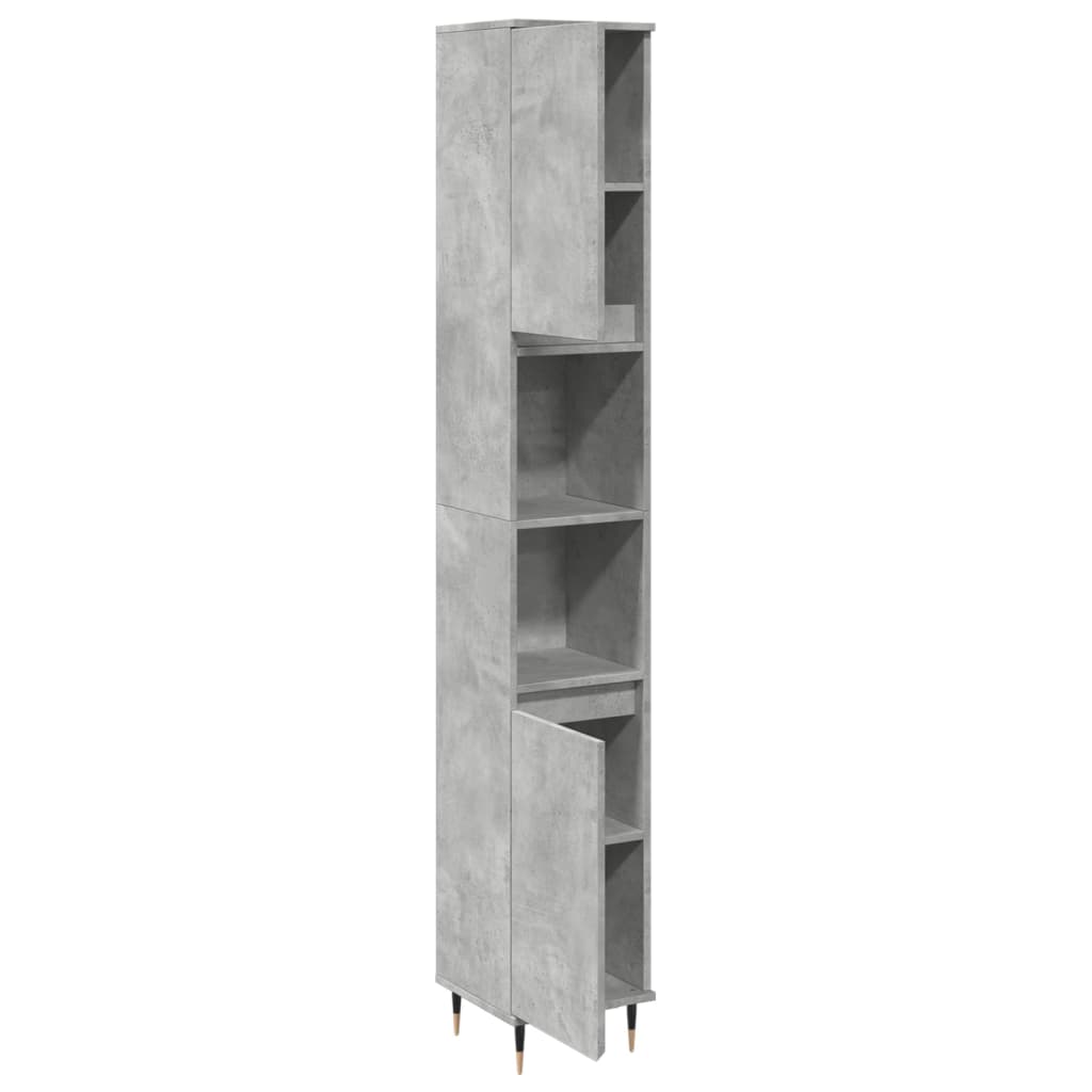 badeværelsesskab 30x30x190 cm konstrueret træ betongrå
