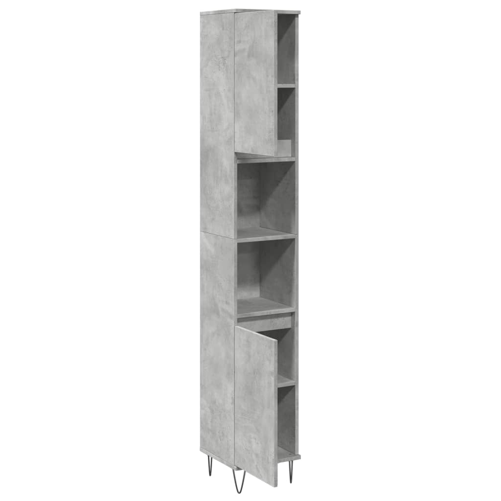 badeværelsesskab 30x30x190 cm konstrueret træ betongrå