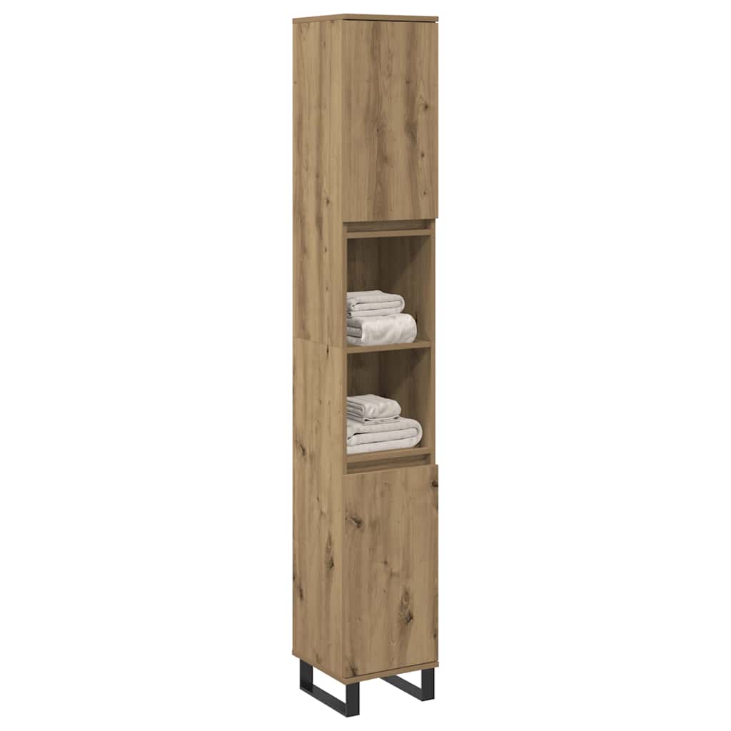 badeværelsesskab 30x30x100 cm konstrueret træ kunsteg