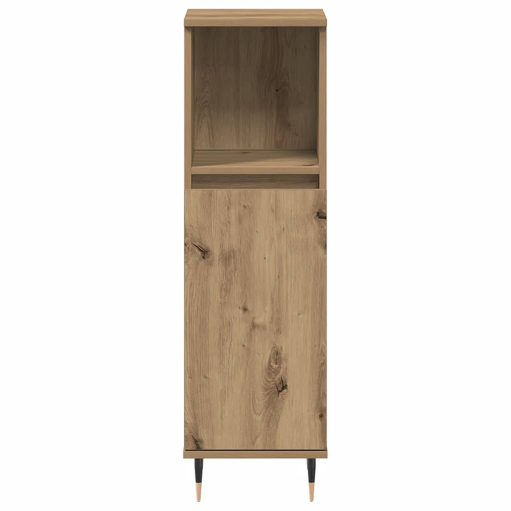 badeværelsesskab 30x30x100 cm konstrueret træ kunsteg