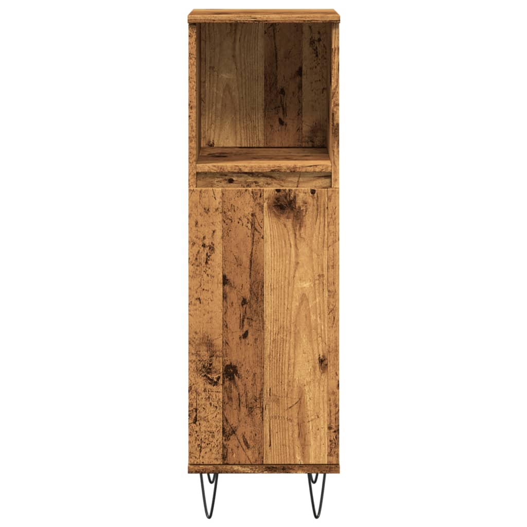 badeværelsesskab 30x30x100 cm konstrueret træ gammelt trælook