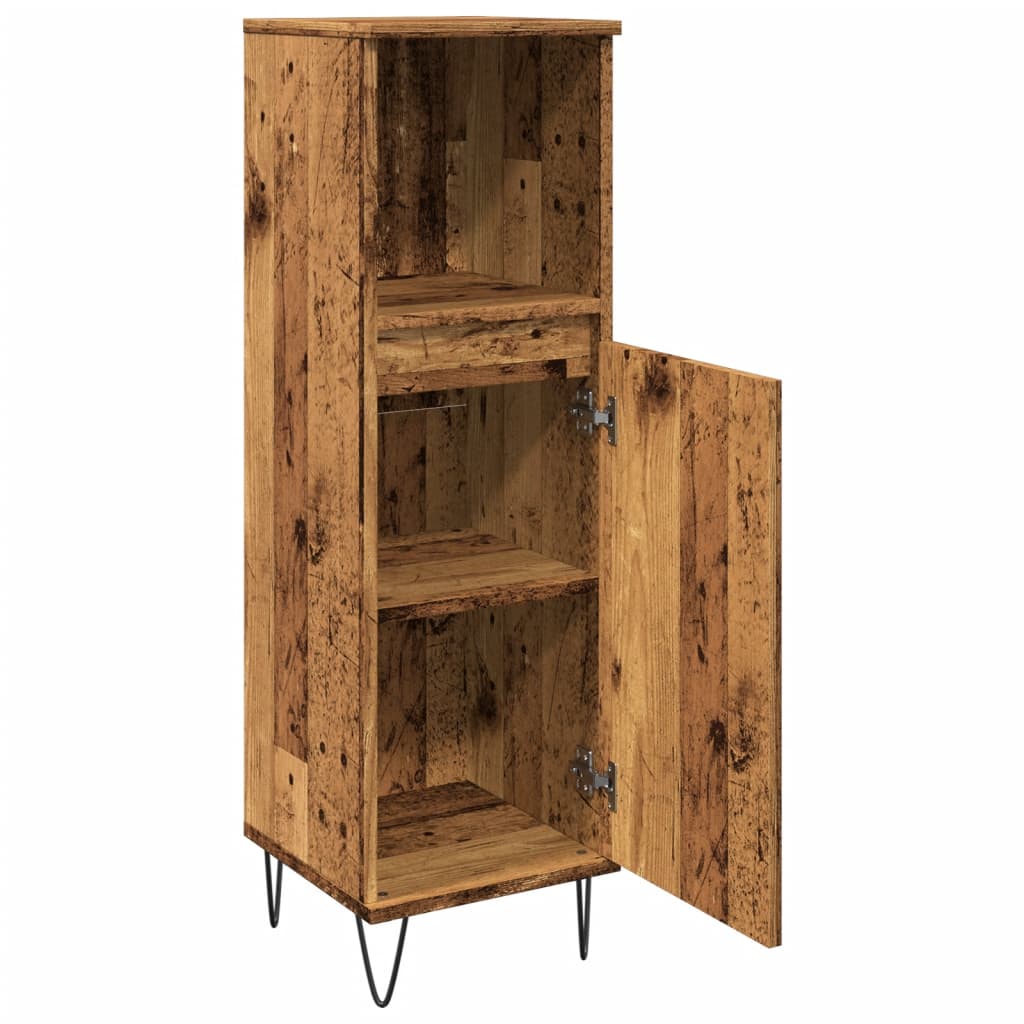 badeværelsesskab 30x30x100 cm konstrueret træ gammelt trælook