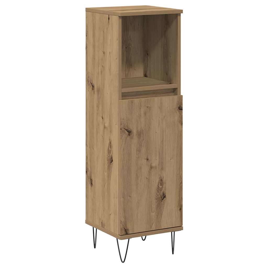 badeværelsesskab 30x30x100 cm konstrueret træ kunsteg