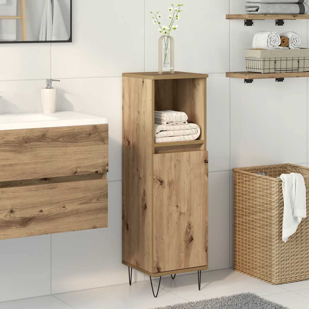 badeværelsesskab 30x30x100 cm konstrueret træ kunsteg