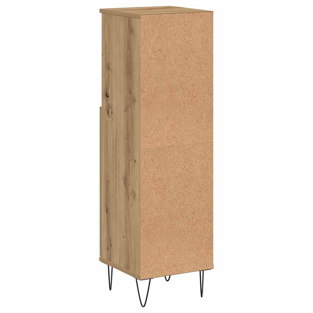 badeværelsesskab 30x30x100 cm konstrueret træ kunsteg