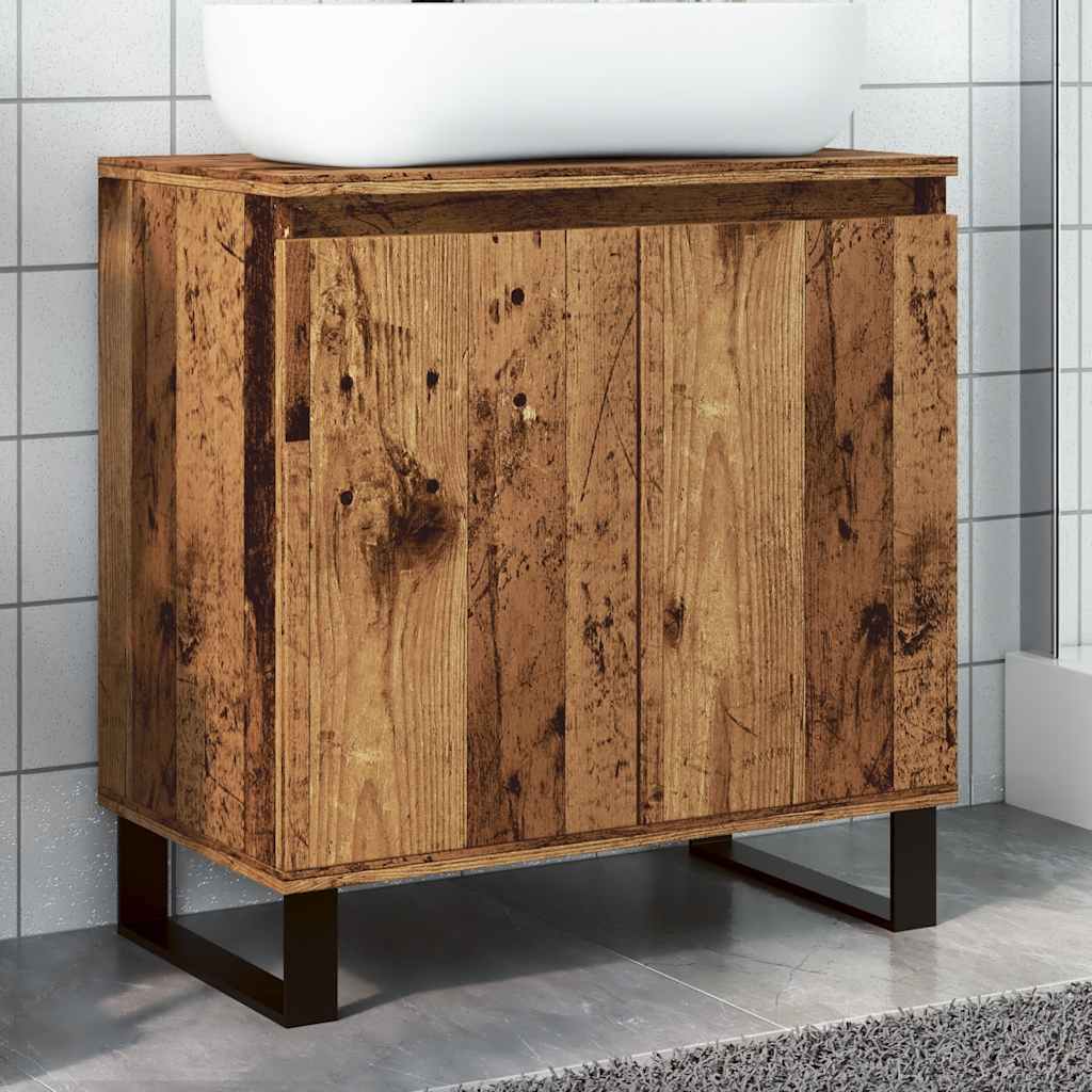 badeværelsesskab 58x33x60 cm konstrueret træ antikt træ