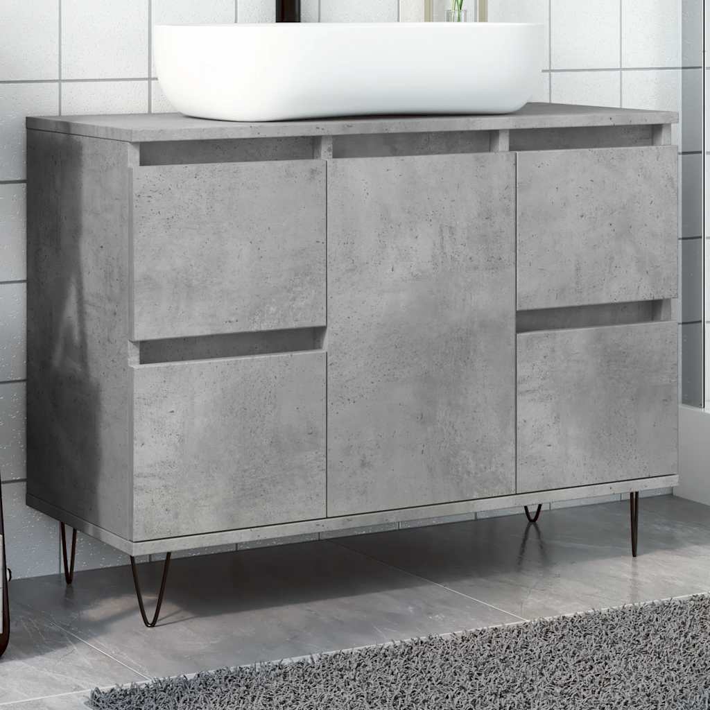 badeværelsesskab 80x33x60 cm konstrueret træ betongrå