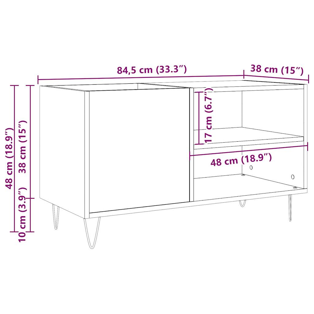 vinylskab 84,5x38x48 cm konstrueret træ antikt trælook
