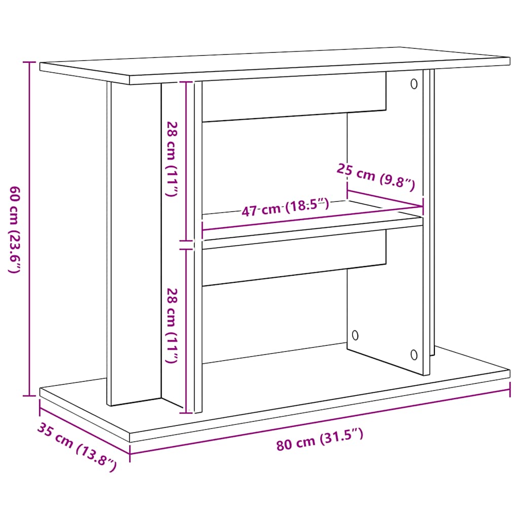 akvariestativ gammelt træ 80x35x60 cm konstrueret træ