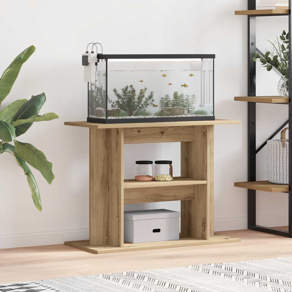 akvariestativ håndlavet eg 80x35x60 cm konstrueret træ