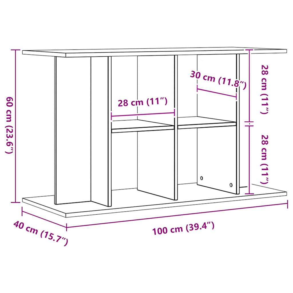 akvariestativ håndlavet eg 100x40x60 cm konstrueret træ