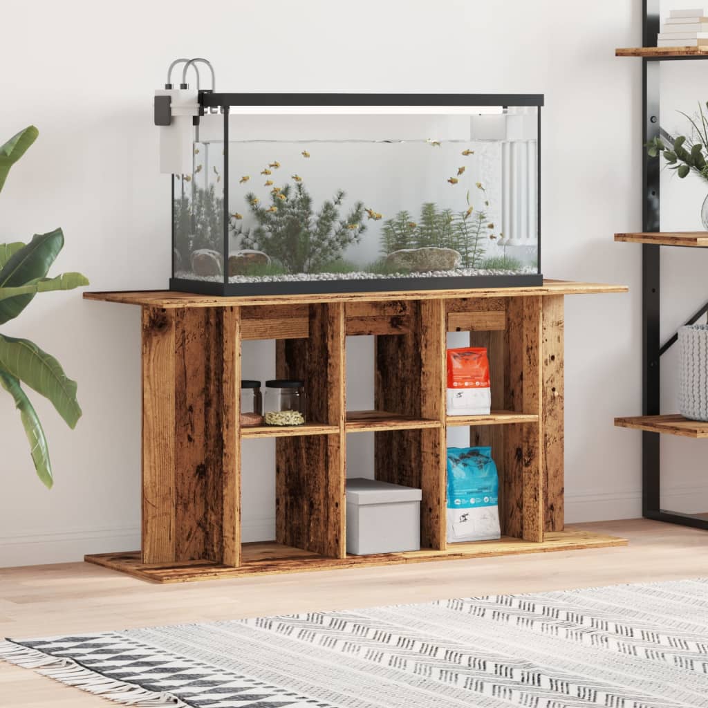 akvariebord 120x40x60 cm konstrueret træ antikt trælook