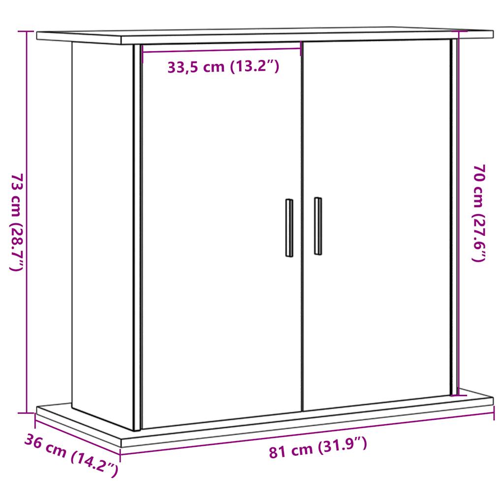akvariebord 81x36x73 cm konstrueret træ antikt eg