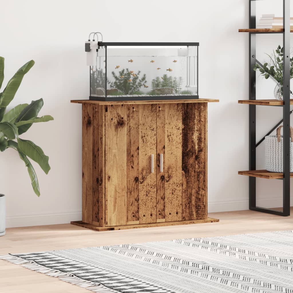 akvariebord 81x36x73 cm konstrueret træ antikt eg