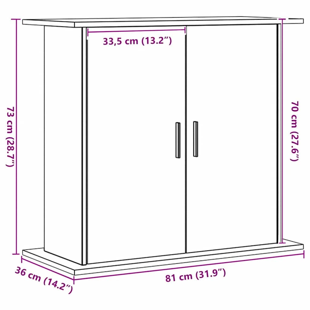 akvariestativ håndlavet eg 81x36x73 cm konstrueret træ