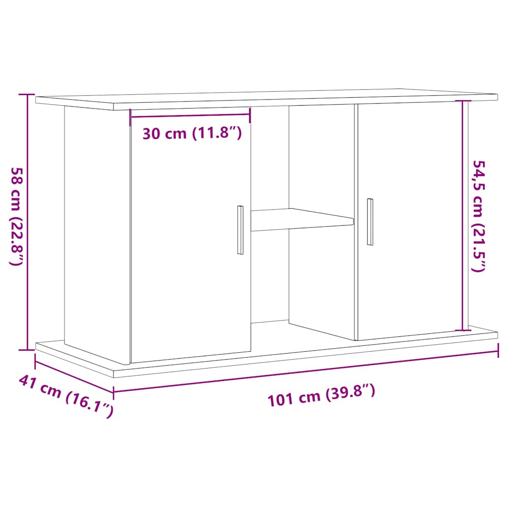 akvariebord 101x41x58 cm konstrueret træ antikt trælook