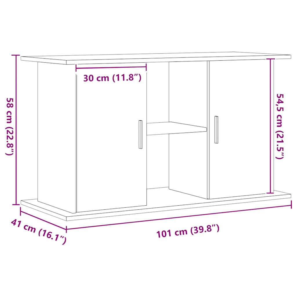 akvariestativ håndlavet eg 101x41x58 cm konstrueret træ