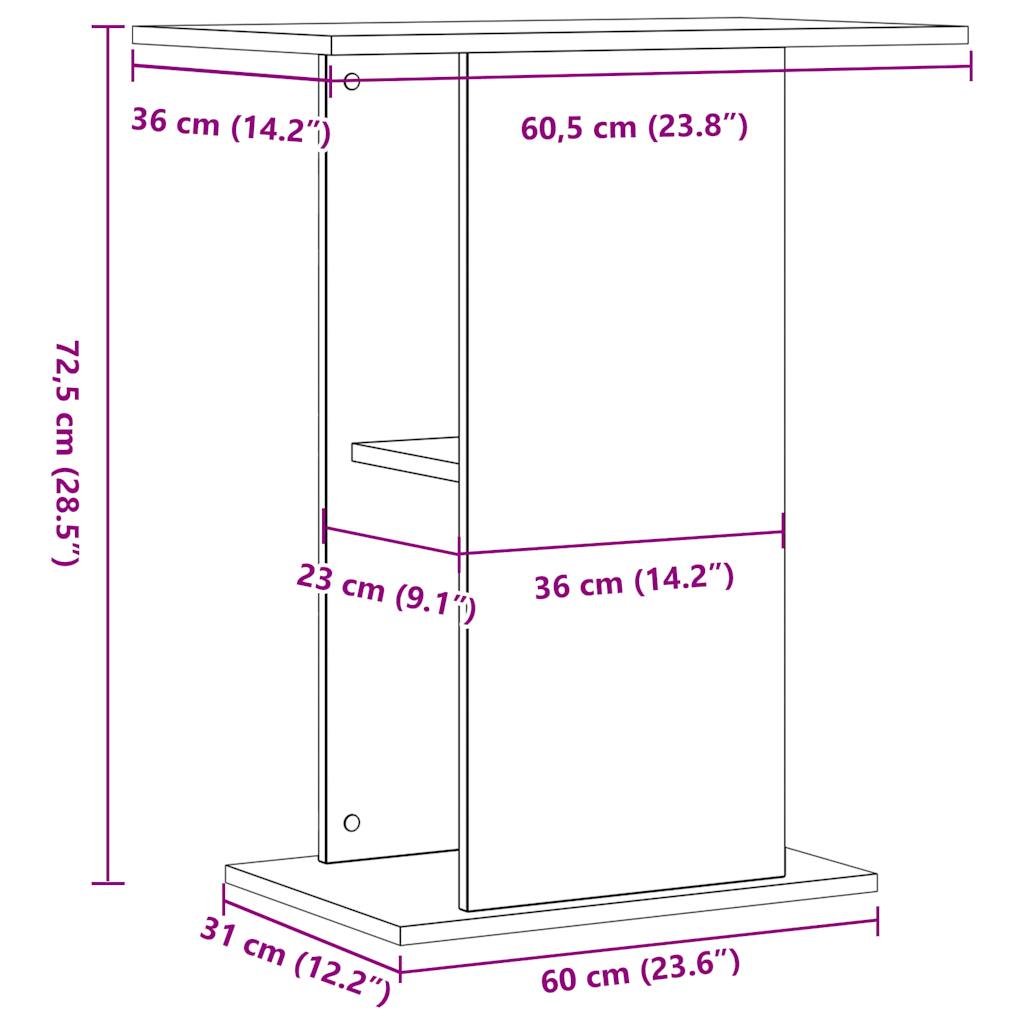 akvariebord 36x60,5x72,5 cm konstrueret træ antikt træ