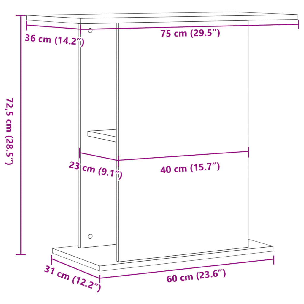 akvariestativ gammelt træ 36x75x72,5 cm konstrueret træ
