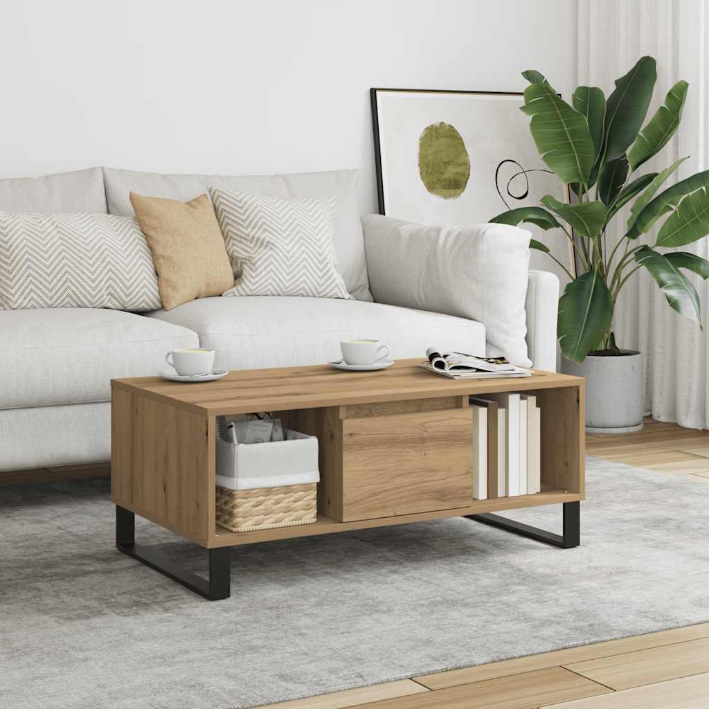 sofabord 90x50x36,5 cm konstrueret træ kunsteg