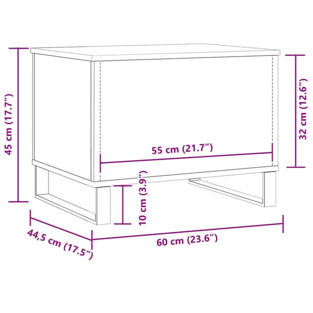 sofabord 60x44,5x45 cm konstrueret træ kunsteg