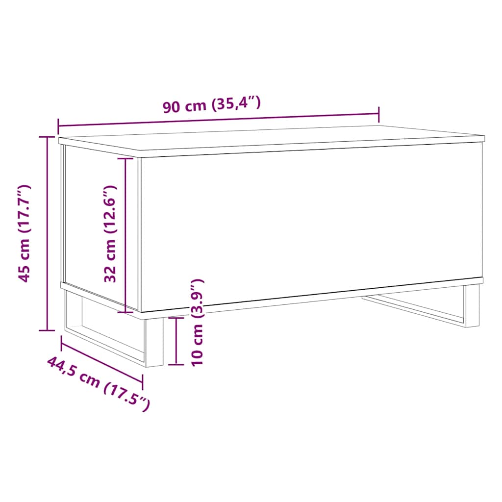 sofabord 90x44,5x45 cm konstrueret træ kunsteg