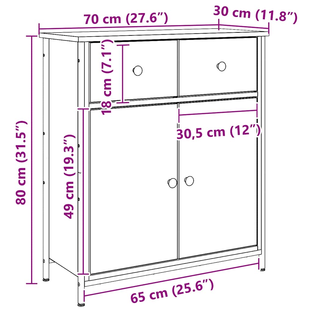 skab 70x30x80 cm konstrueret træ kunsteg