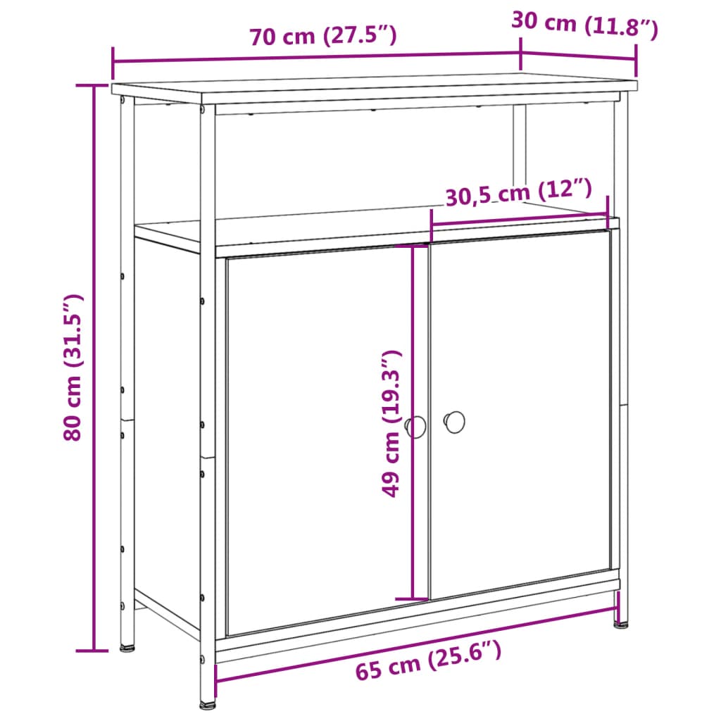 skab 70x30x80 cm konstrueret træ antikt trælook
