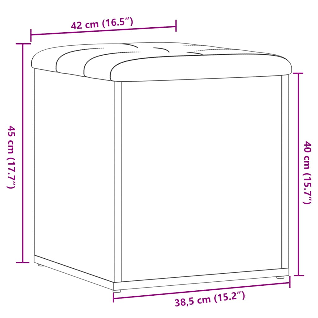 opbevaringsbænk 42x42x45 cm konstrueret træ antikt træ