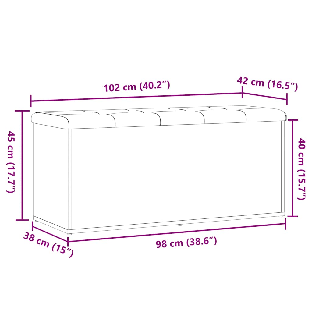 opbevaringsbænk 102x42x45 cm konstrueret træ antikt træ