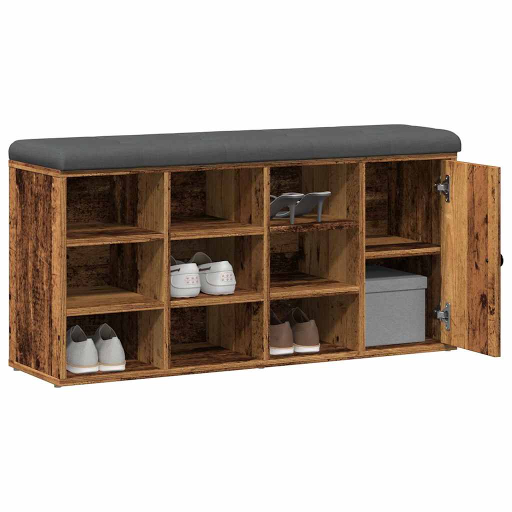 skobænk 102x32x50 cm konstrueret træ antikt træ