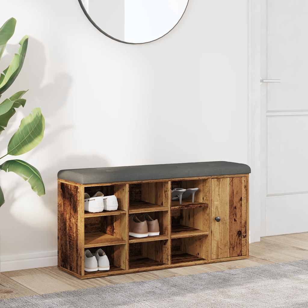 skobænk 102x32x50 cm konstrueret træ antikt træ