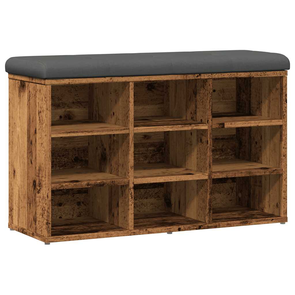 skobænk 82x32x50 cm konstrueret træ antikt træ