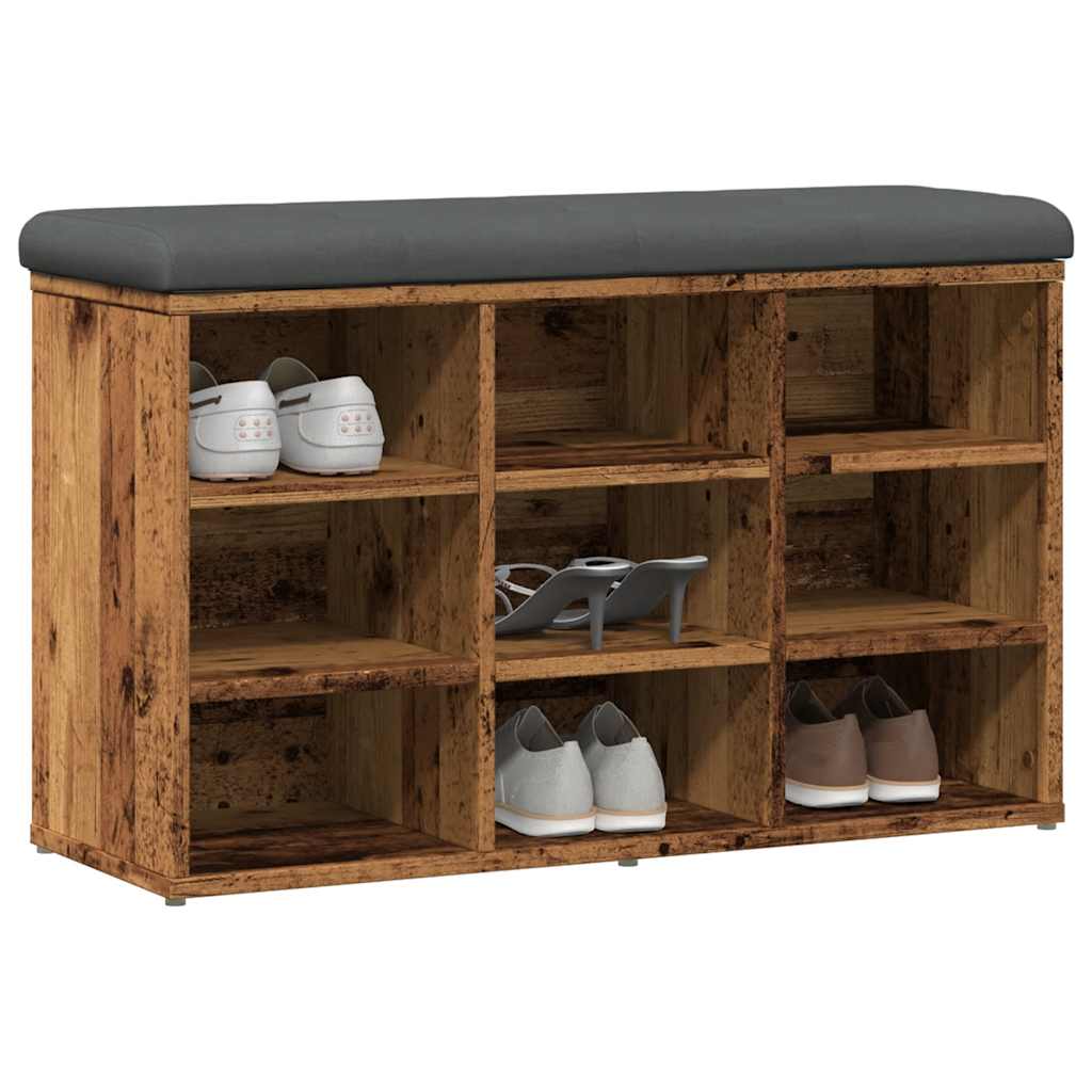 skobænk 82x32x50 cm konstrueret træ antikt træ
