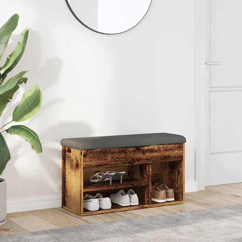 skobænk 82x32x45,5 cm konstrueret træ antikt træ