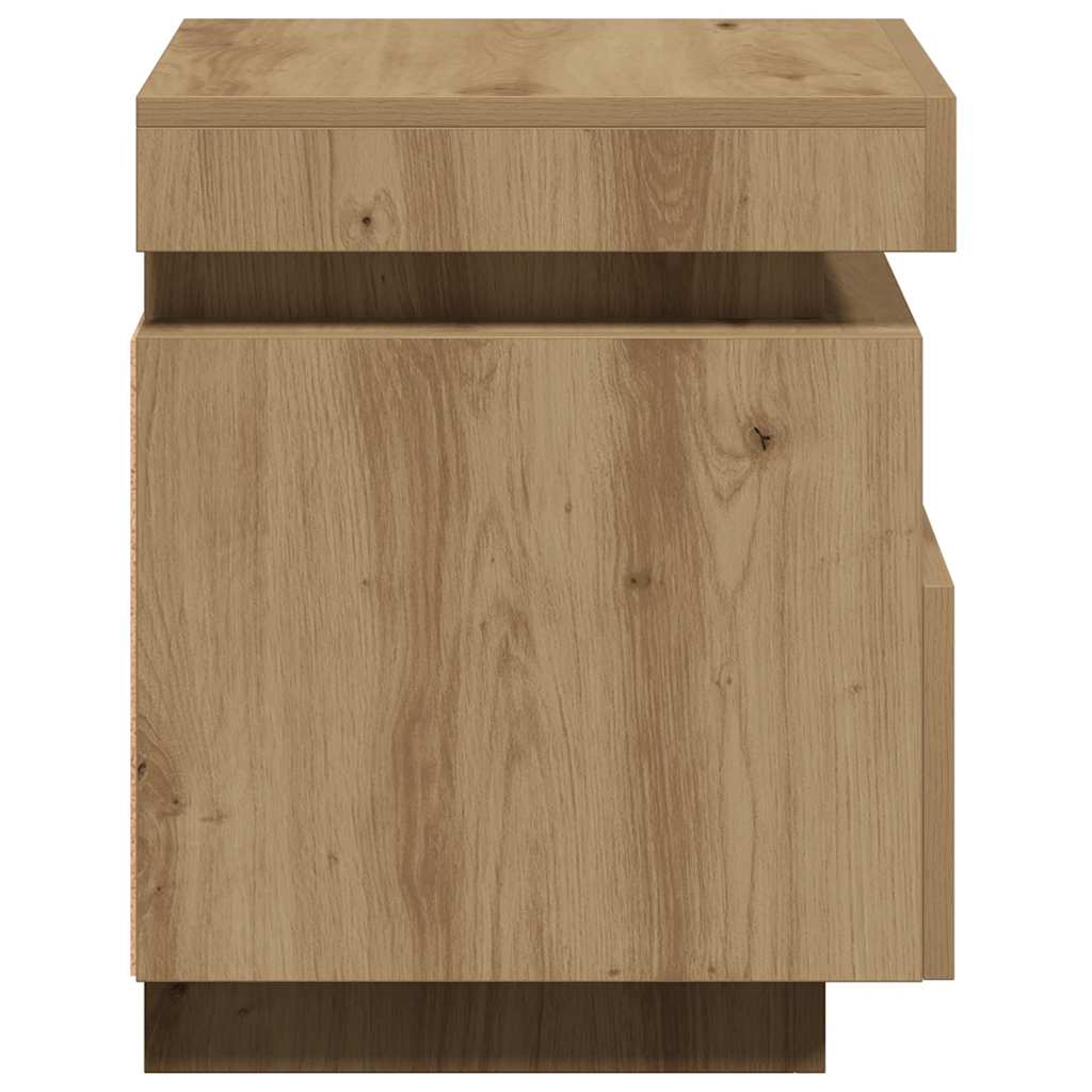 sengebord med LED-lys 40x39x48,5 cm kunsteg