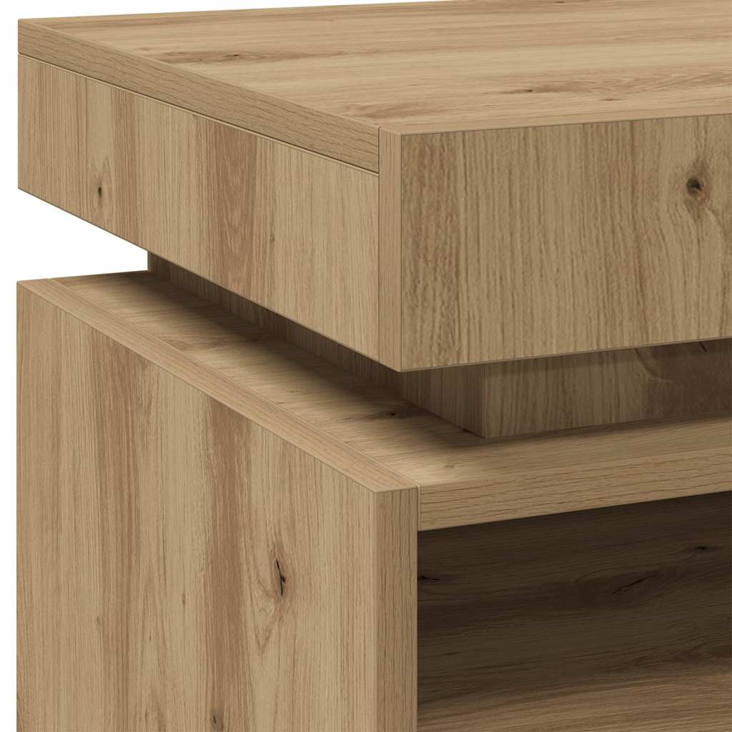 sengeborde 2 stk. med LED-lys 40x39x48,5 cm kunsteg