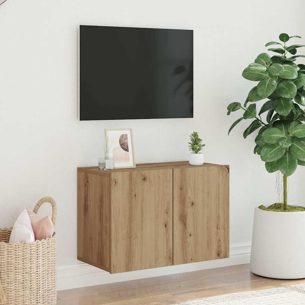 væghængt tv-bord 60x30x41 cm egetræsfarve