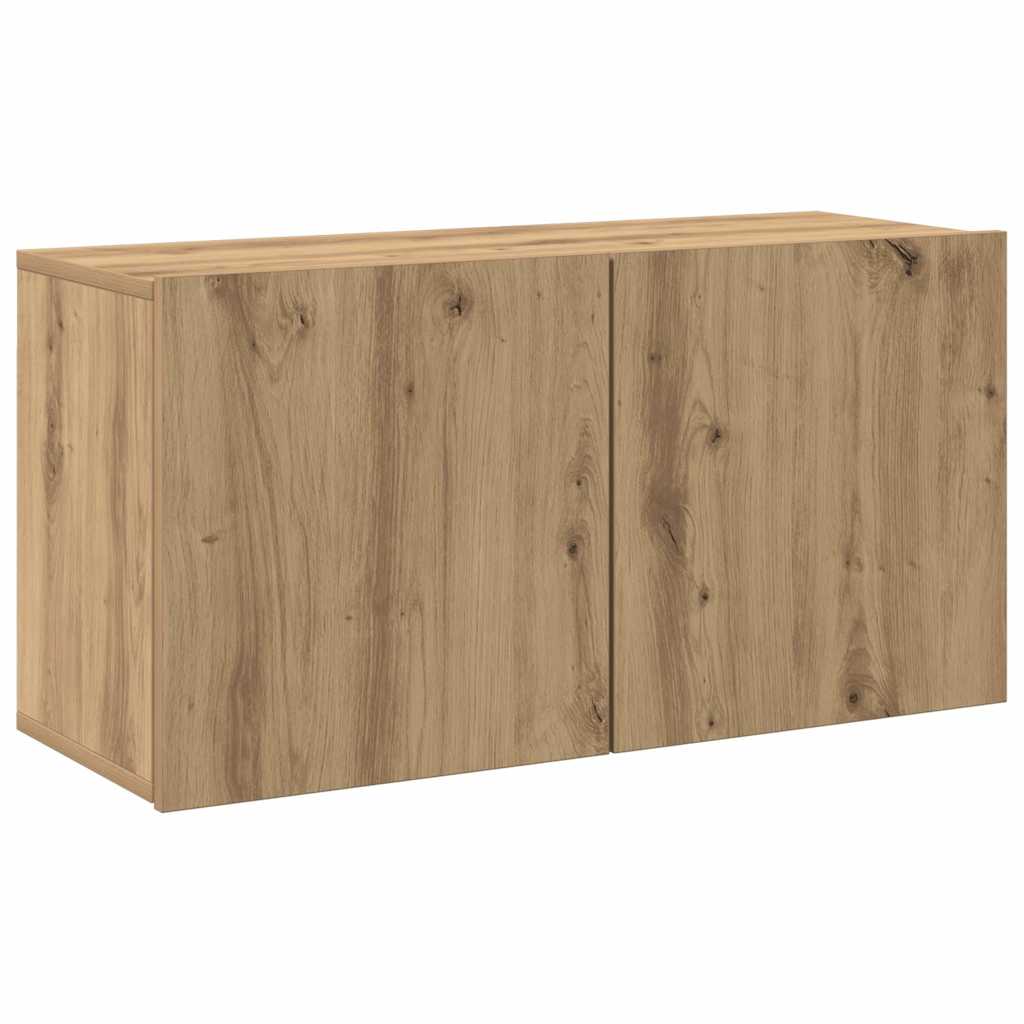 væghængt tv-bord 80x30x41 cm egetræsfarve