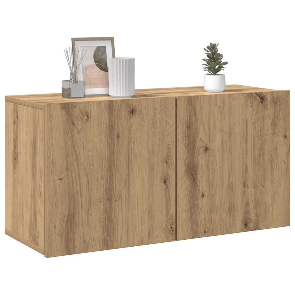 væghængt tv-bord 80x30x41 cm egetræsfarve