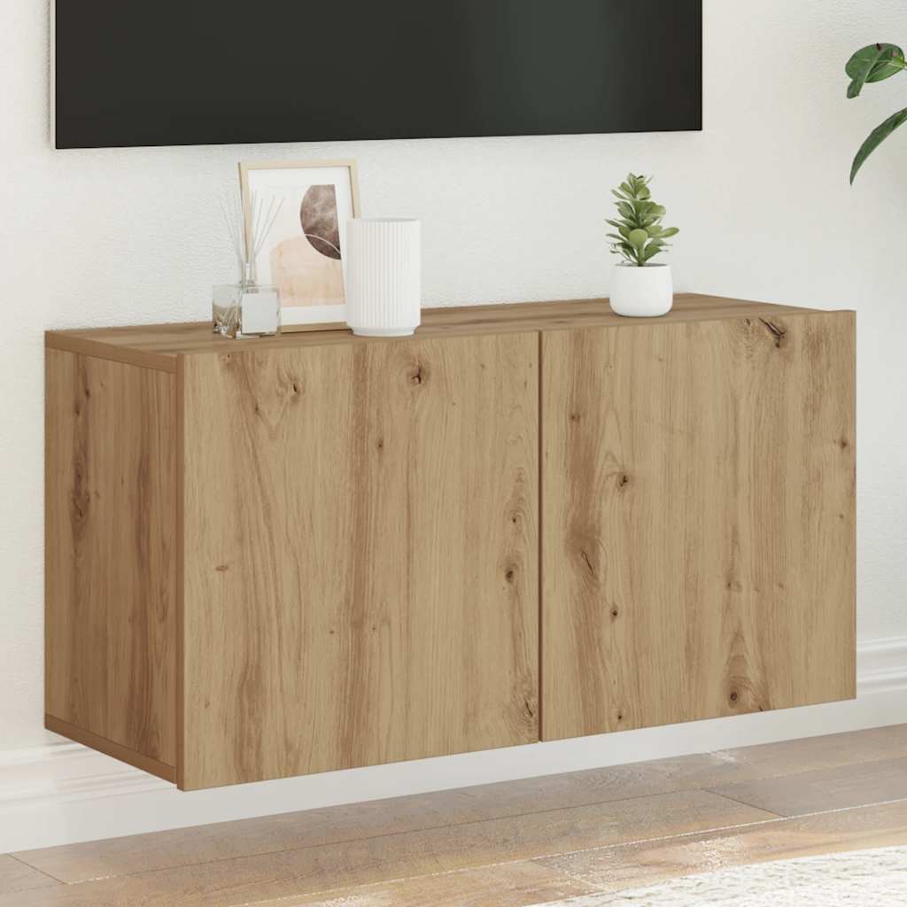 væghængt tv-bord 80x30x41 cm egetræsfarve