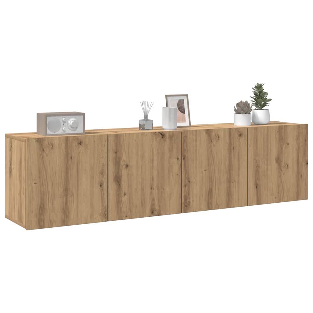 væghængte tv-borde 2 stk. 80x30x41 cm egetræsfarve