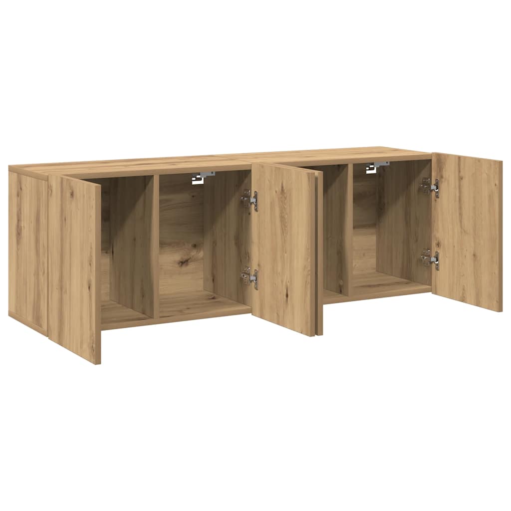 væghængte tv-borde 2 stk. 80x30x41 cm egetræsfarve