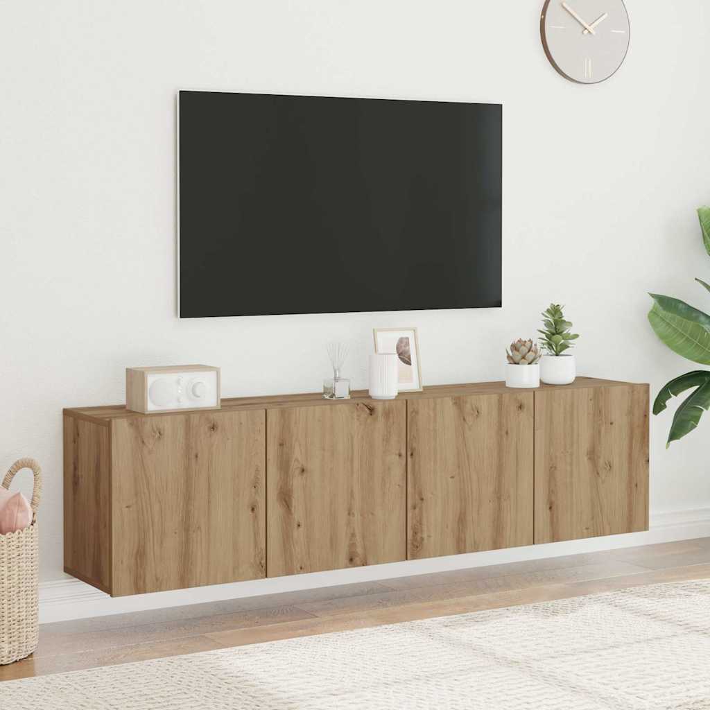 væghængte tv-borde 2 stk. 80x30x41 cm egetræsfarve