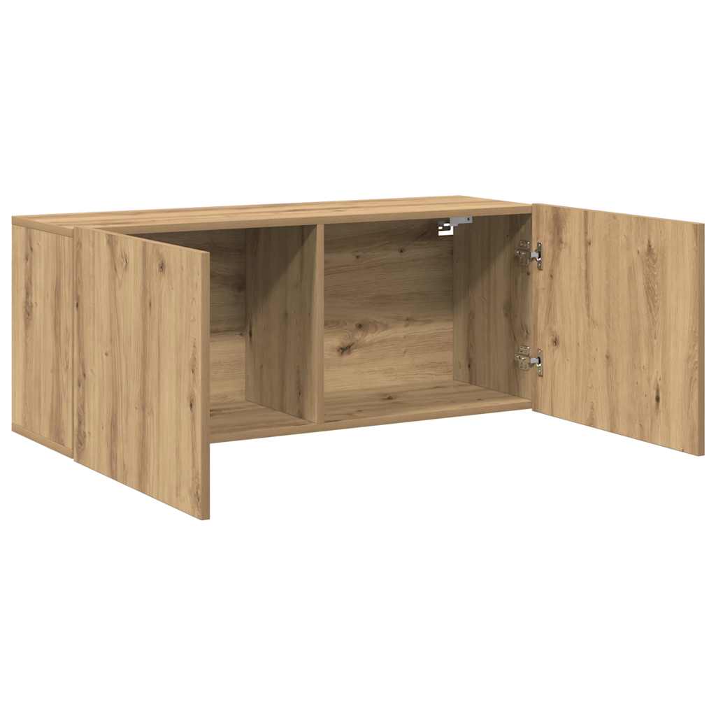 væghængt tv-bord 100x30x41 cm artisan egetræsfarve