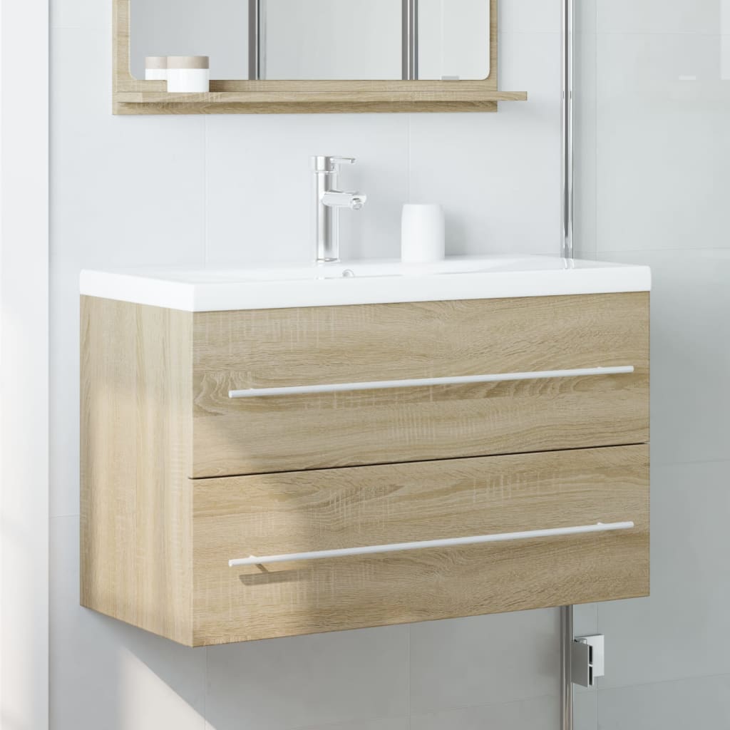 vaskeskab 80x38,5x48 cm konstrueret træ gammelt trælook