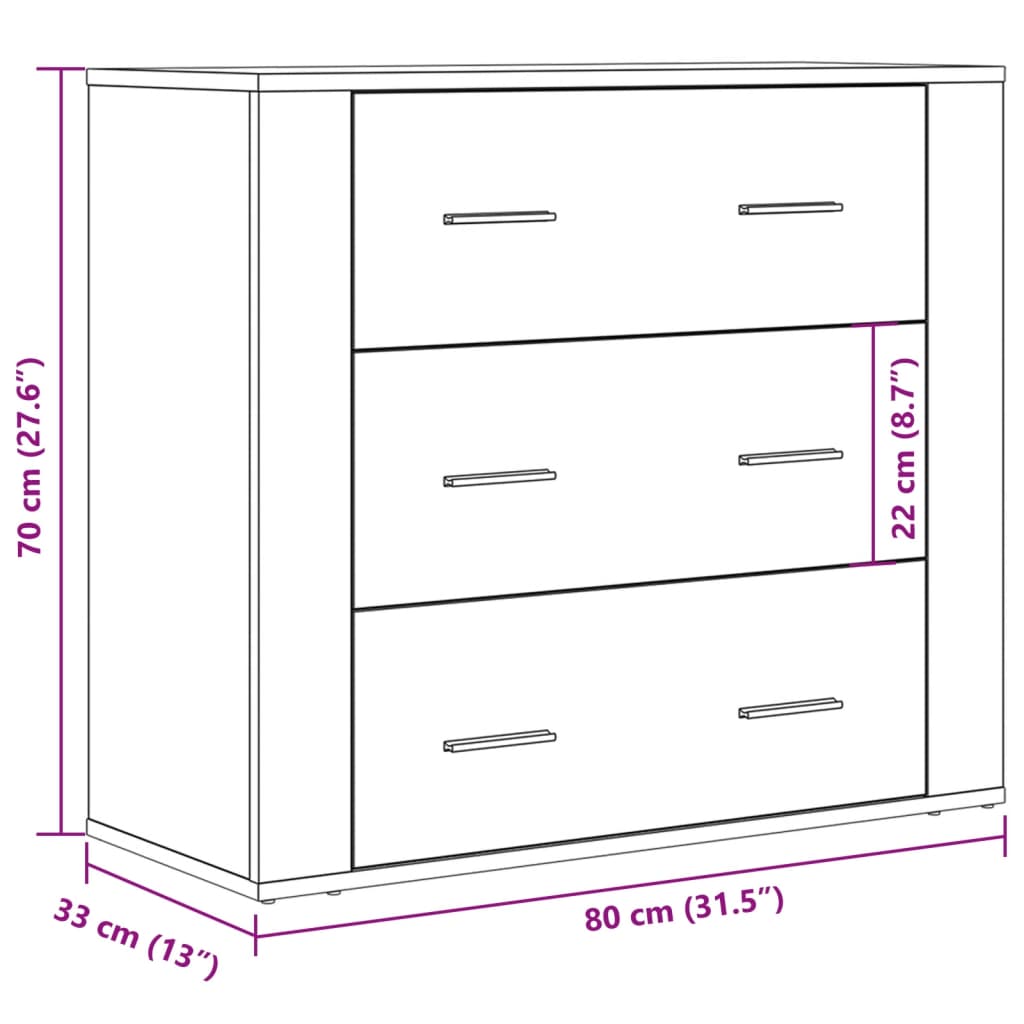 skænk 80x33x70 cm konstrueret træ kunsteg
