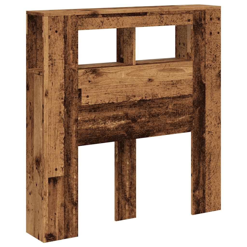 sengegavl med LED 100x18,5x103,5 cm konstrueret træ antikt træ